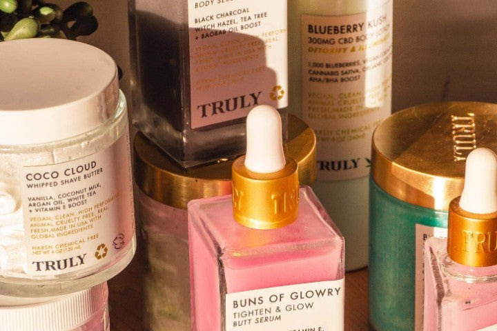 Closeup of Truly beauty products