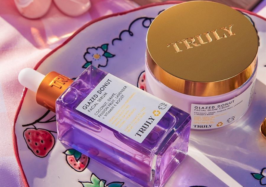 grapeseed oil for skin | Truly's glazed donut facial serum and face  cream on plate