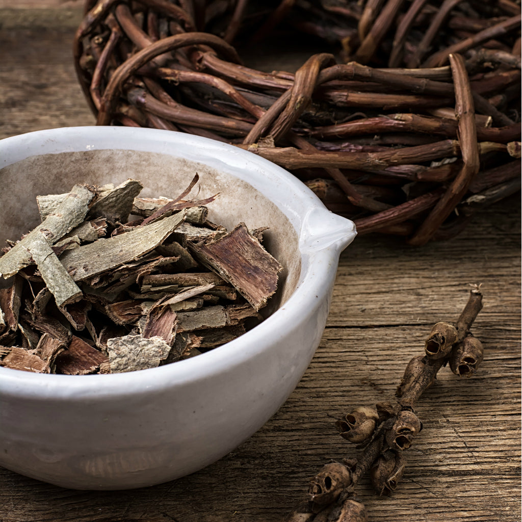 white bowl of aspen bark