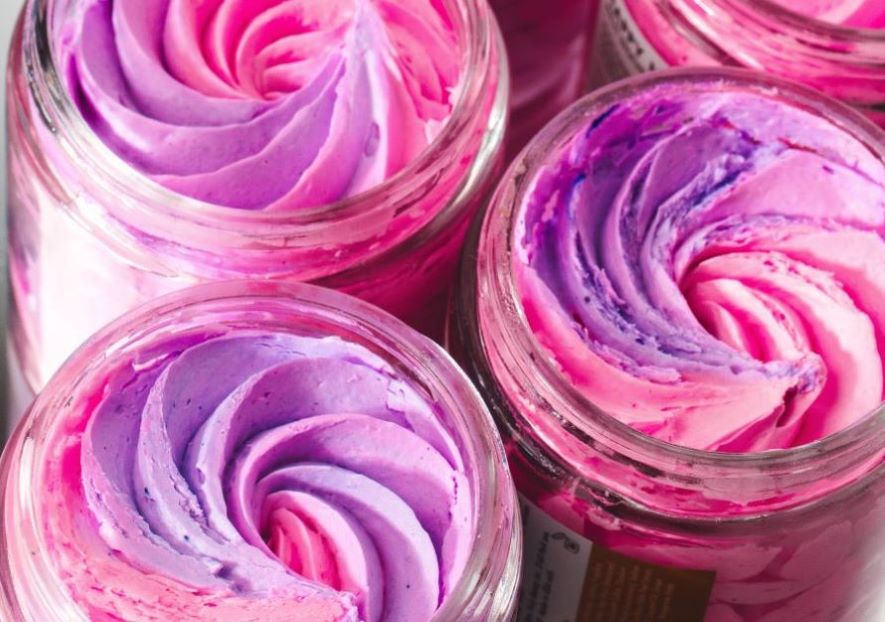 best shave butter | Truly's happy hairless shave butters with pink swirl