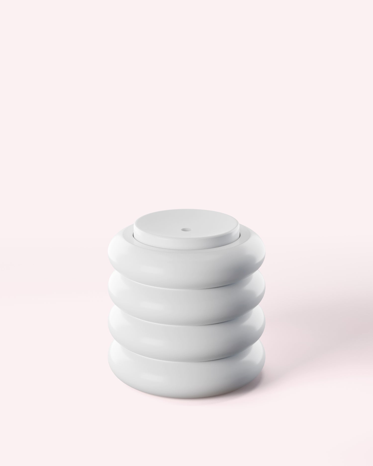 A white, stackable round container with four ridged layers and a flat top holds the Truly Beauty Cloud Cream Pro-Peptide Facial Moisturizer, displayed against a pale pink background.