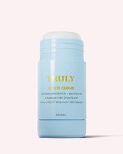 A light blue stick of Coco Cloud Ingrown Prevention and Brightening Deodorant by Truly Beauty, aluminum-free, vegan, cruelty-free, and high-performance against odor (3 oz/85g), is displayed on a light background.