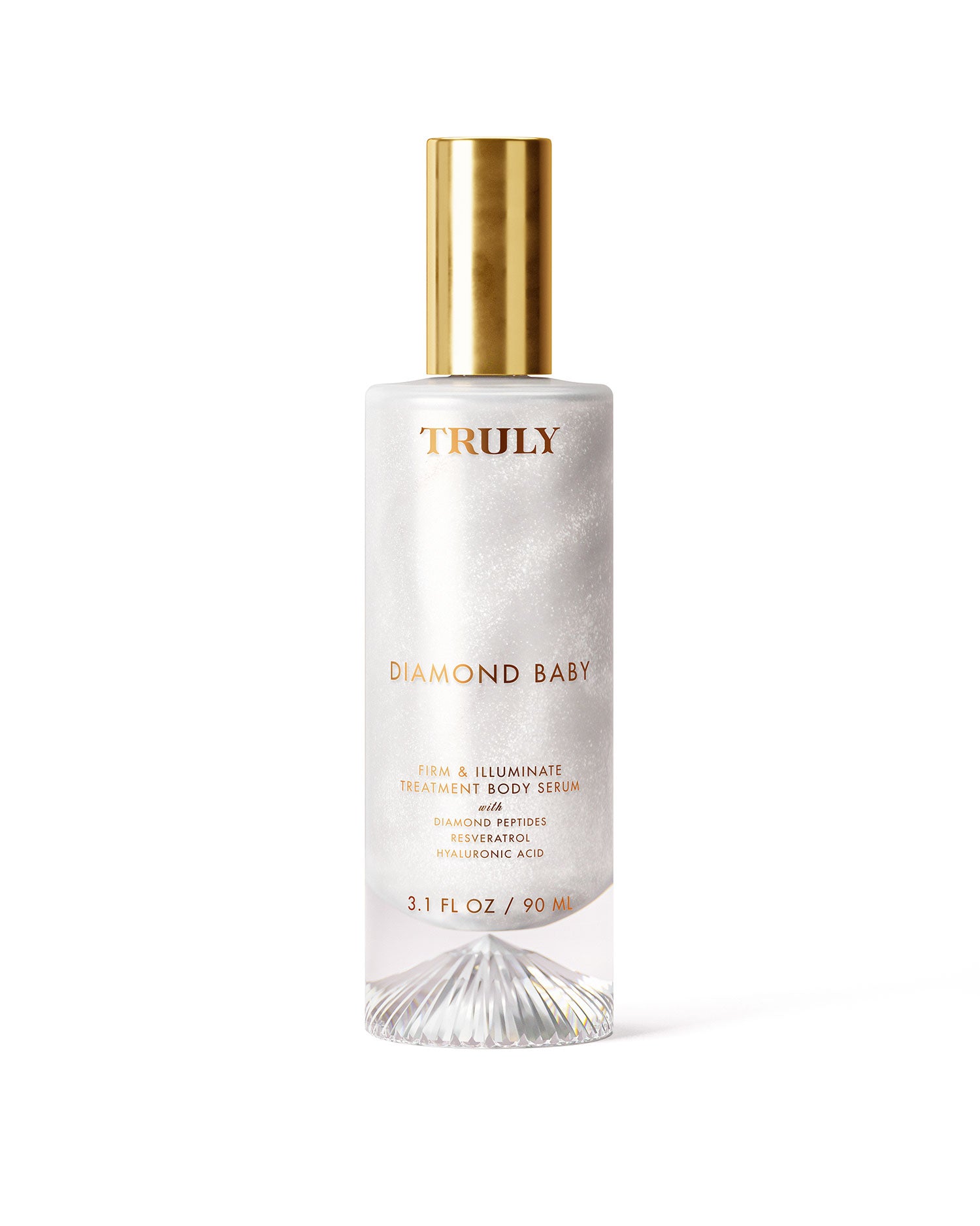 Diamond Baby serum bottle with gold cap on a white background