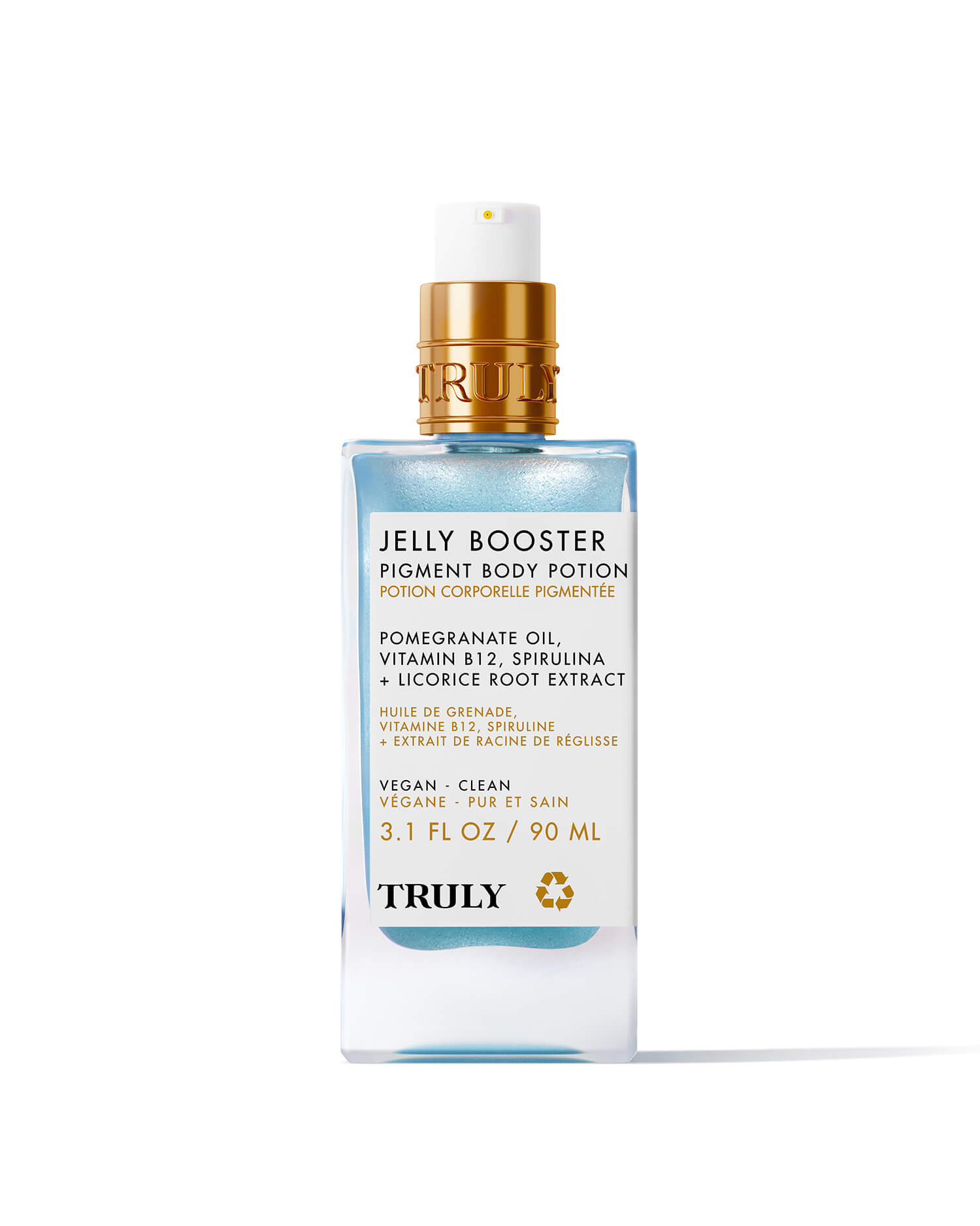 Bottle of Jelly Booster Pigment Body Potion by Truly on a white background